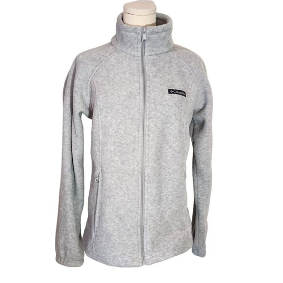 Columbia Light Grey Full Zip Long Sleeve Fleece Jacket Women's Size M - Picture 1 of 13